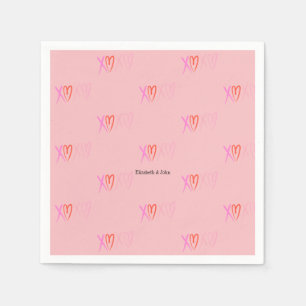 Colourful "XOXO" Hearts Valentine's Day   Napkin