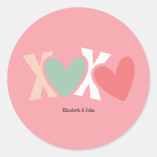 Colourful "XOXO" Valentine's Day   Classic Round Sticker