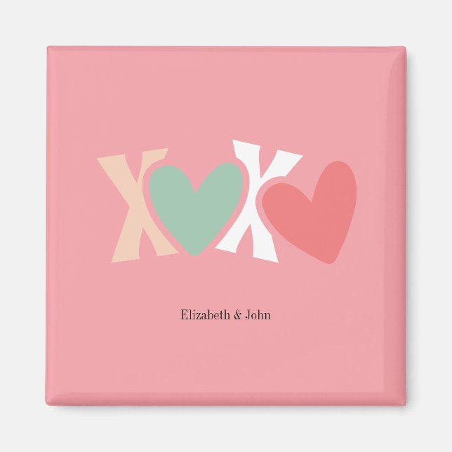 Colourful "XOXO" Valentine's Day  Magnet (Front)