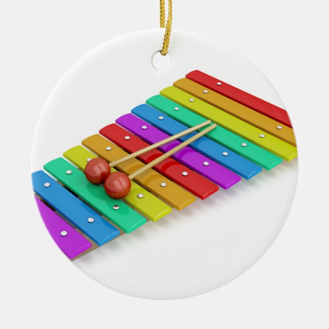 Colourful xylophone ceramic tree decoration (Front)