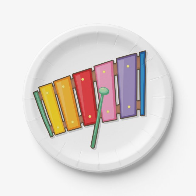 Colourful Xylophone Instrument Paper Plates (Front)