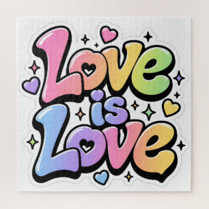 Colourful Y2K Graffiti Love is Love 676 Piece Puzz Jigsaw Puzzle