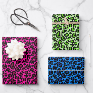 Colourful y2k Leopard Print Wrapping Paper Sheet