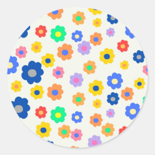 Colourful Y2K Small Flower Indie Pattern Classic Round Sticker