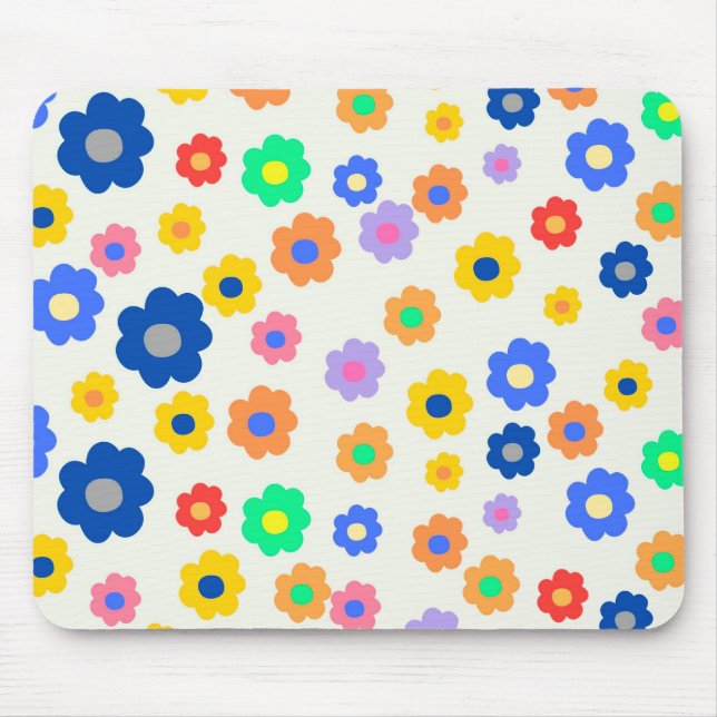 Colourful Y2K Small Flower Indie Pattern Mouse Mat (Front)