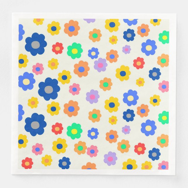 Colourful Y2K Small Flower Indie Pattern Napkin (Front)