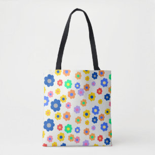 Colourful Y2K Small Flower Indie Pattern Tote Bag