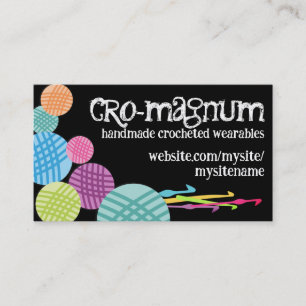 Colourful yarn balls crochet hooks business cards