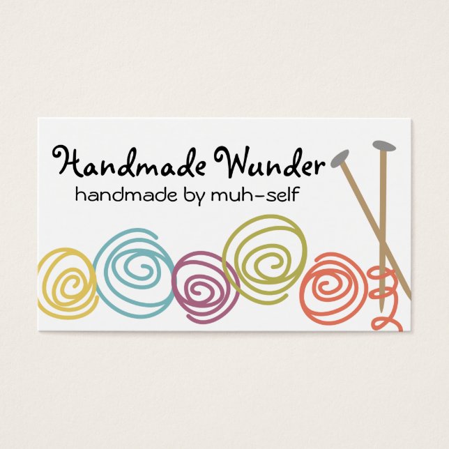 colourful yarn balls knitting needles business car (Front)