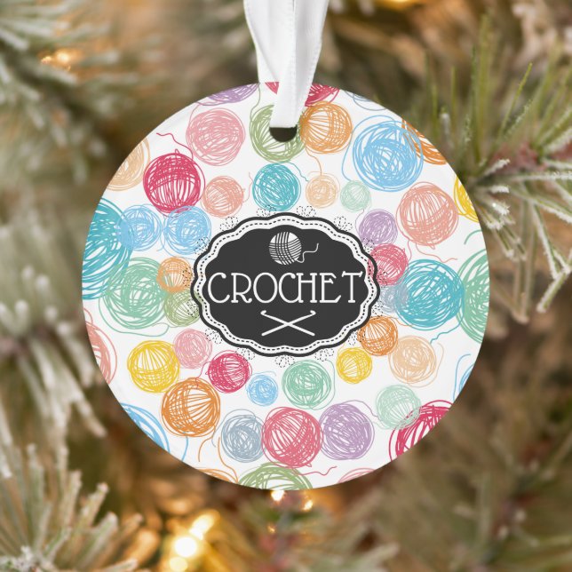 Colourful yarn crochet hook personalised Christmas Ornament (Tree)