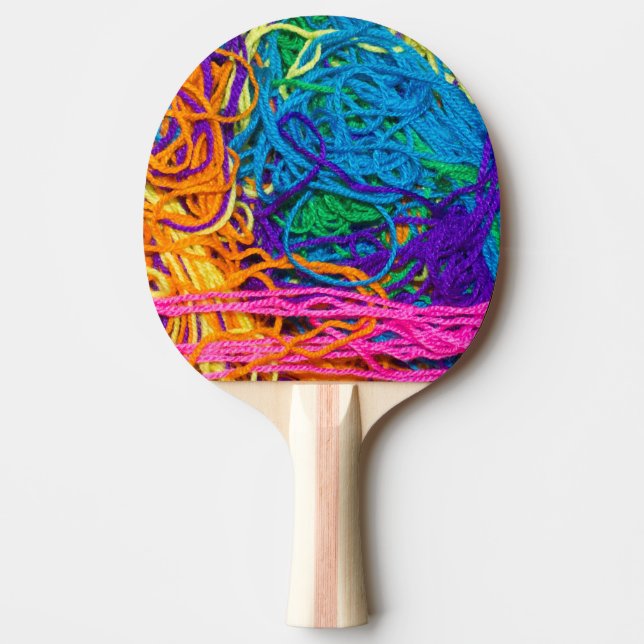 Colourful Yarn Crochet Knitting Photography Ping Pong Paddle (Front)