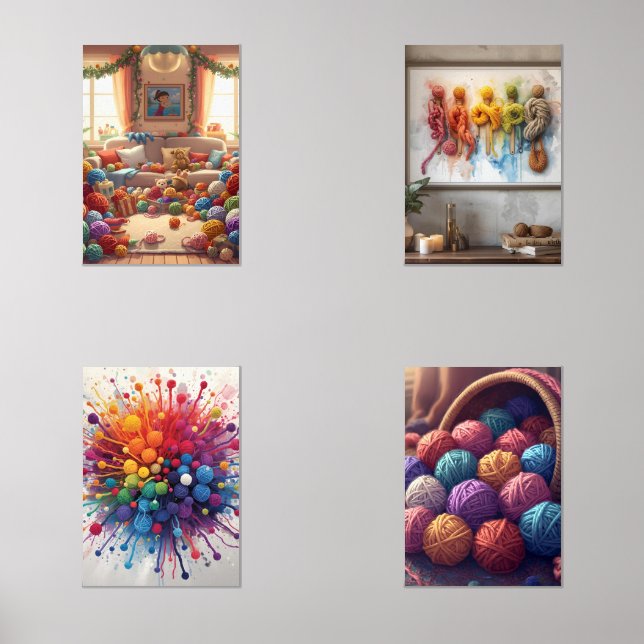 Colourful Yarn Wall Art – Vibrant Crochet & Knitti (Front)