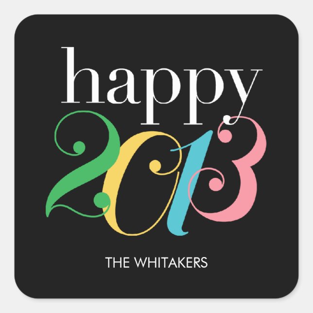 Colourful Year New Year's Eve Party Stickers (Front)