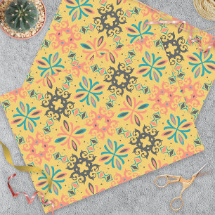 Colourful Yellow Abstract Geometric Pattern Tissue Paper