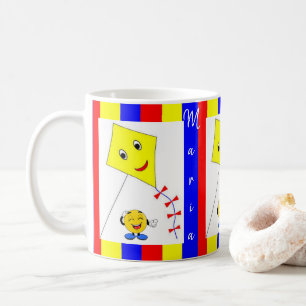 Colourful Yellow Blue Kite Stripe Mug