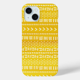 Colourful Yellow Boho Stripes Pattern iPhone 15 Case