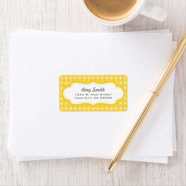 Colourful Yellow Geometric Pattern Address Labels (Insitu)