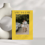 Colourful Yellow Grey Art Deco Photo Save The Date<br><div class="desc">Colourful Elegant Art Deco Wedding Save The Date in Yellow and Grey with Photo</div>