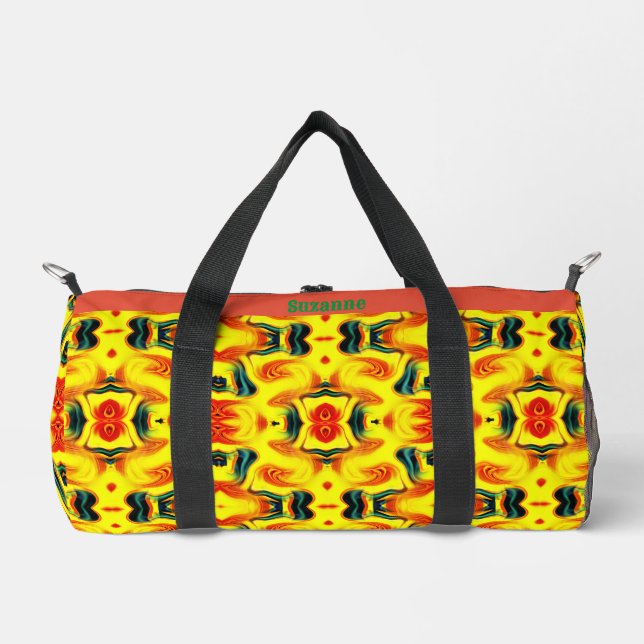 Colourful Yellow Orange Green Swirls Abstract     Duffle Bag (Front)