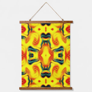 Colourful Yellow Orange Green Swirls Abstract Hanging Tapestry