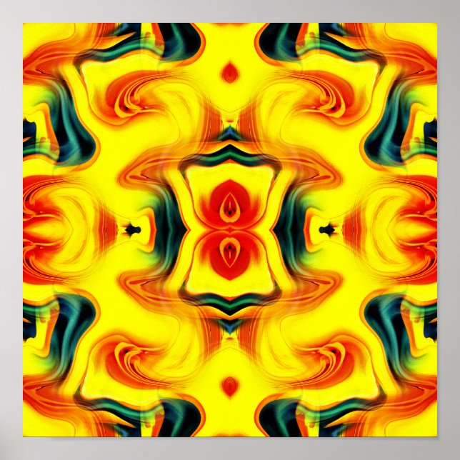 Colourful Yellow Orange Green Swirls Abstract     Poster (Front)