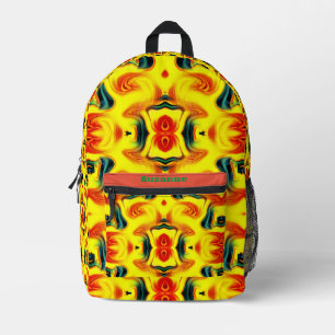 Colourful Yellow Orange Green Swirls Abstract Printed Backpack
