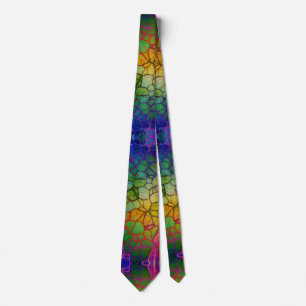 Colourful Yellow Orange Purple Mosaic Abstract  Tie