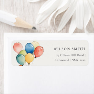 Colourful Yellow Red Green Balloons Kids Address