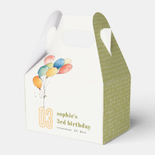 Colourful Yellow Red Green Balloons Kids Birthday Favour Box