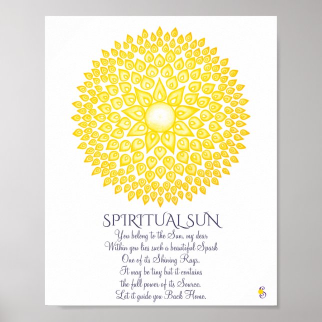 Colourful Yellow Spiritual Sun Mandala Poster (Front)