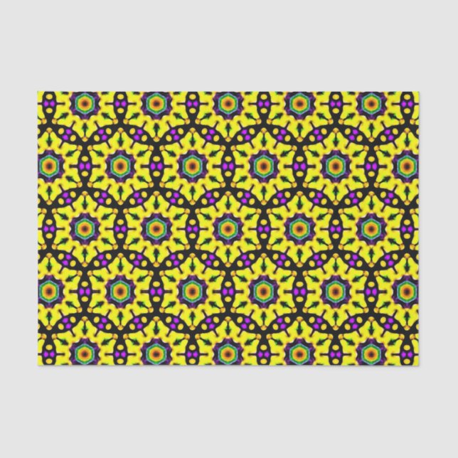 Colourful Yellow Stained Glass Mandala Pattern Tissue Paper (Front)