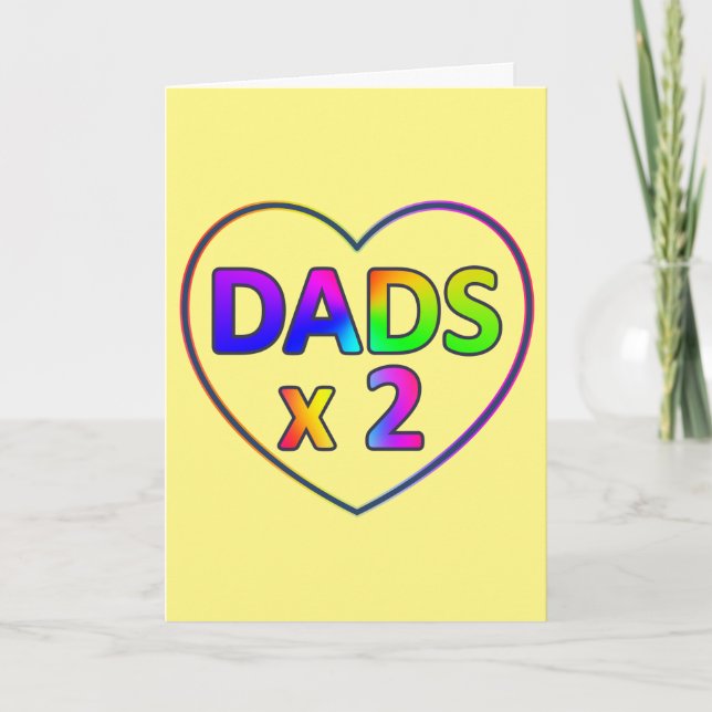 Colourful Yellow Two Dads Card (Front)