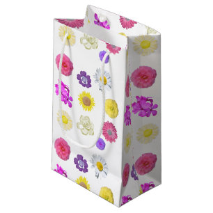 colourful yellow, white, pink, purple flowers small gift bag