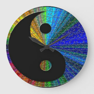 Colourful Yin And Yang Puzzle Large Clock