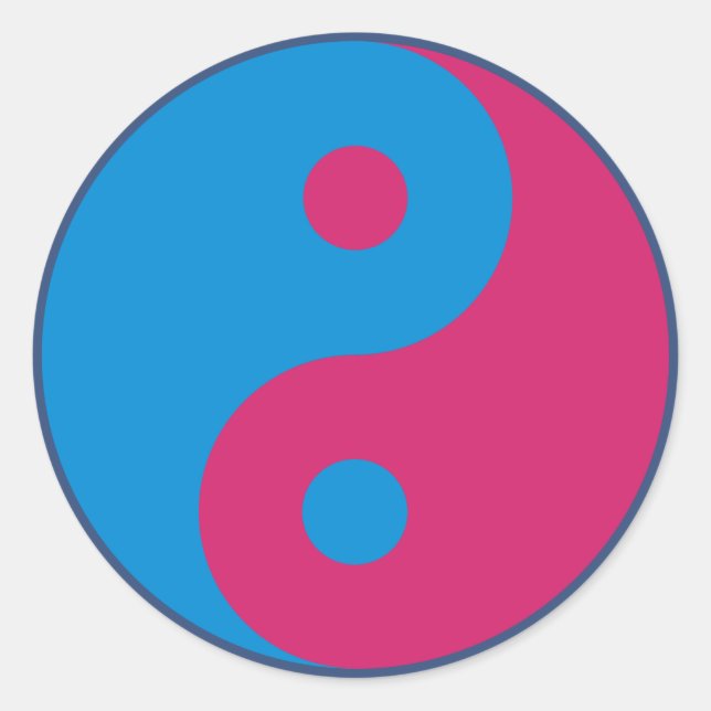 Colourful Yin Yang Harmony Blue and Pink Classic Round Sticker (Front)