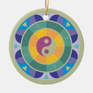 Colourful Yin Yang Pattern Ceramic Tree Decoration