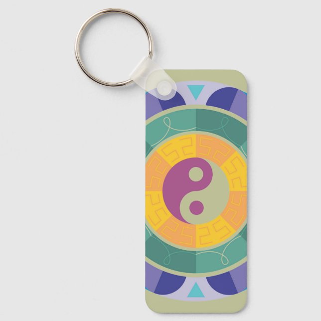 Colourful Yin Yang Pattern Key Ring (Front)