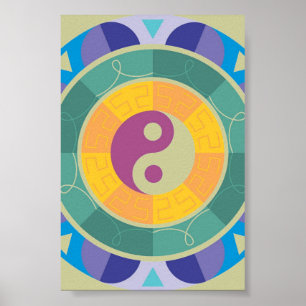 Colourful Yin Yang Pattern Poster