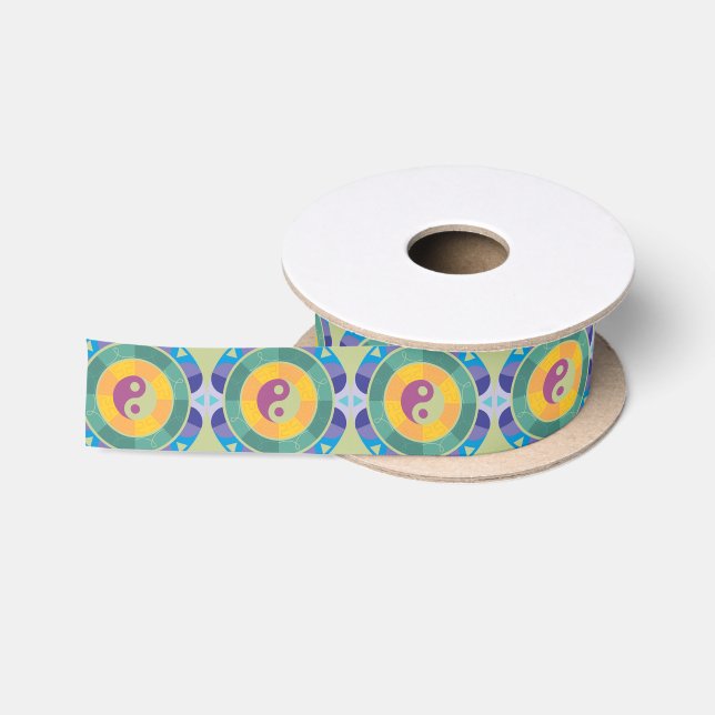 Colourful Yin Yang Pattern Satin Ribbon (Spool)