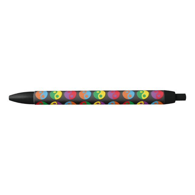 Colourful Yin Yangs  Black Ink Pen (Front)