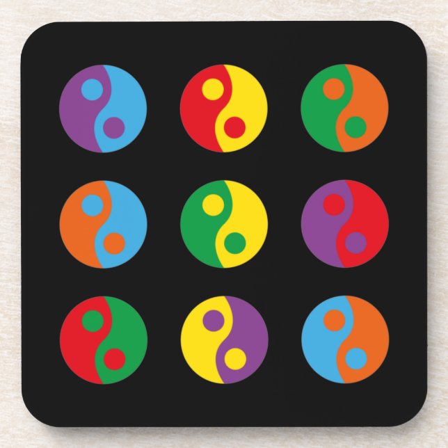 Colourful Yin Yangs  Coaster (Front)