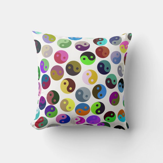 Colourful Ying Yang Pattern Cushion (Front)