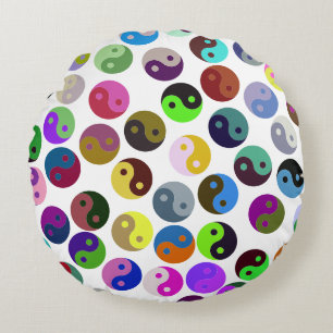 Colourful Ying Yang Pattern Round Cushion