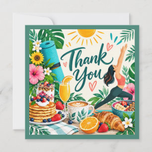 Colourful Yoga and Brunch Thank You Design Card