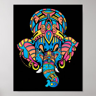 Colourful Yoga Hinduism Hindu Figurine Ganesha  Poster