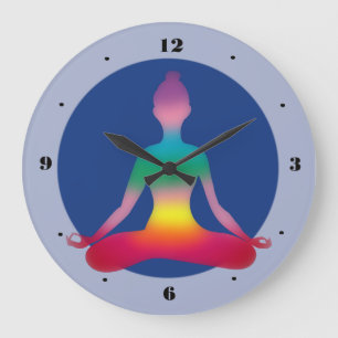 Colourful Yoga Lady Silhouette  Wall Clock