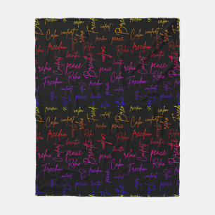 Colourful Yoga Meditation Lovers Words Fleece Blanket