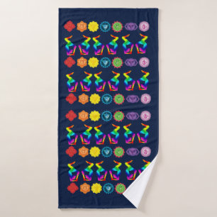 Colourful Yoga Position Bath Towel Set