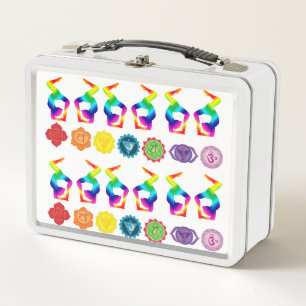 Colourful Yoga  Position Chakras Art Metal Lunch Box