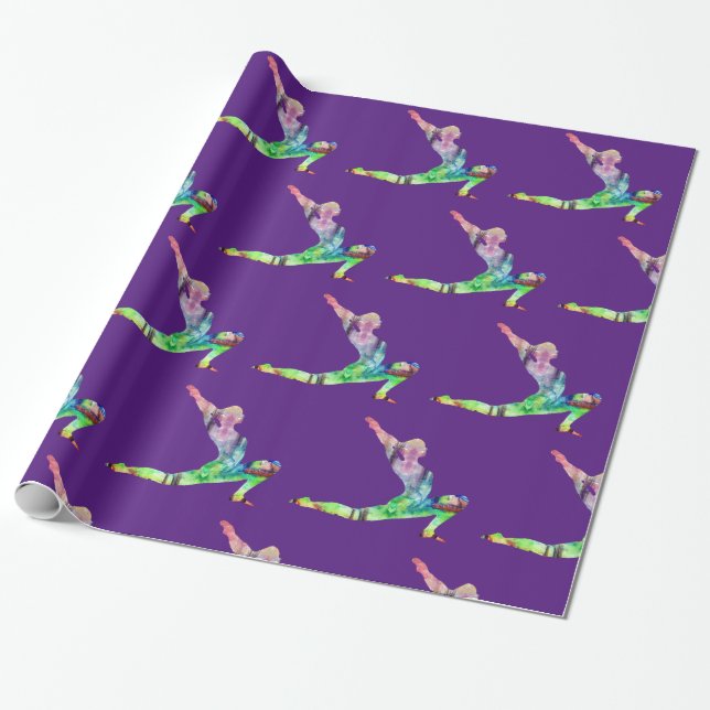 Colourful Yoga Stretch  Position Wrapping Paper (Unrolled)